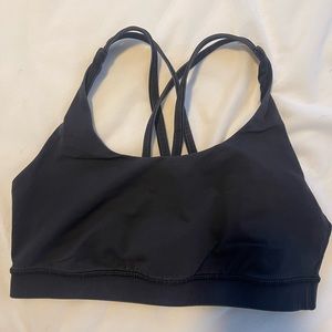 Lululemon Energy Bra in black. Color is faded.
